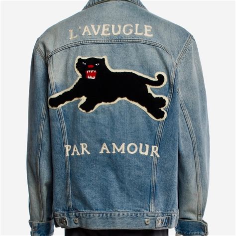 gucci aveugle par amour panther jacket|Gucci 2018 L'Aveugle Par Amour Denim Jacket .